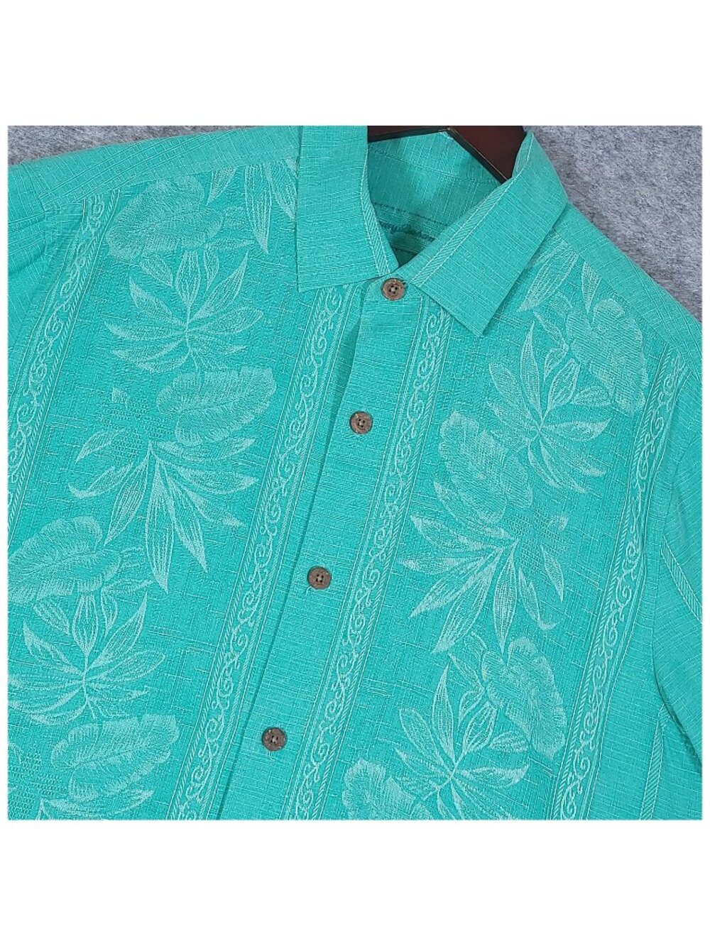 Tommy Bahama Mens Medium Silk Shirt Pacific Floral Tobago Teal Hawaiian NWT